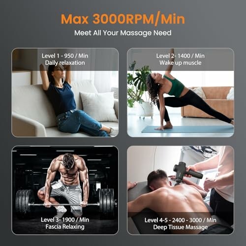 Différents niveaux de vitesse pour un pistolet de massage