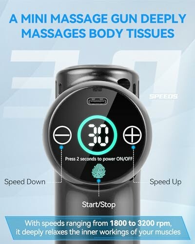 Pistolet de massage avec écran numérique et réglages de vitesse